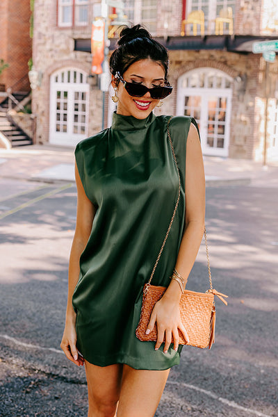 Impeccably Dressed Satin Dress In Kelly Green • Impressions Online Boutique