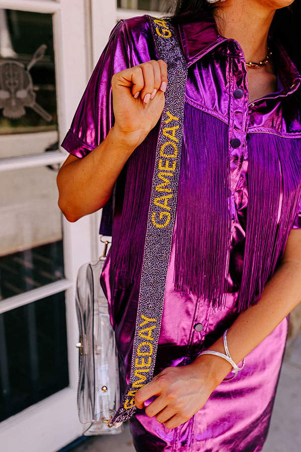 Purple and Yellow Beaded Gameday Purse Strap - Bloom and Company