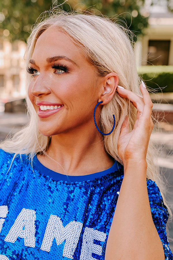 Creating Happiness Hoop Earrings In Royal Blue