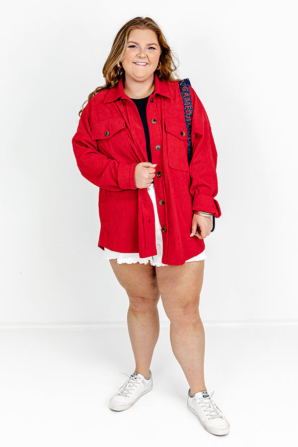 Plus Size - Collarless Jacket - Denim Red - Torrid