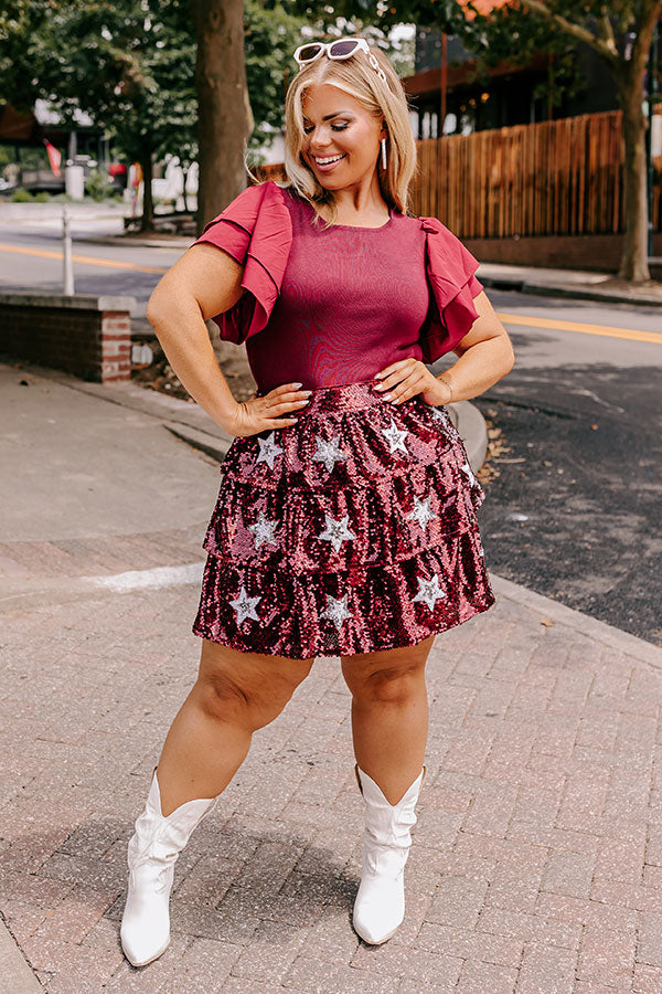 Fisker glemsom udslettelse Pre-game Party Sequin Skirt in Maroon Curves • Impressions Online Boutique