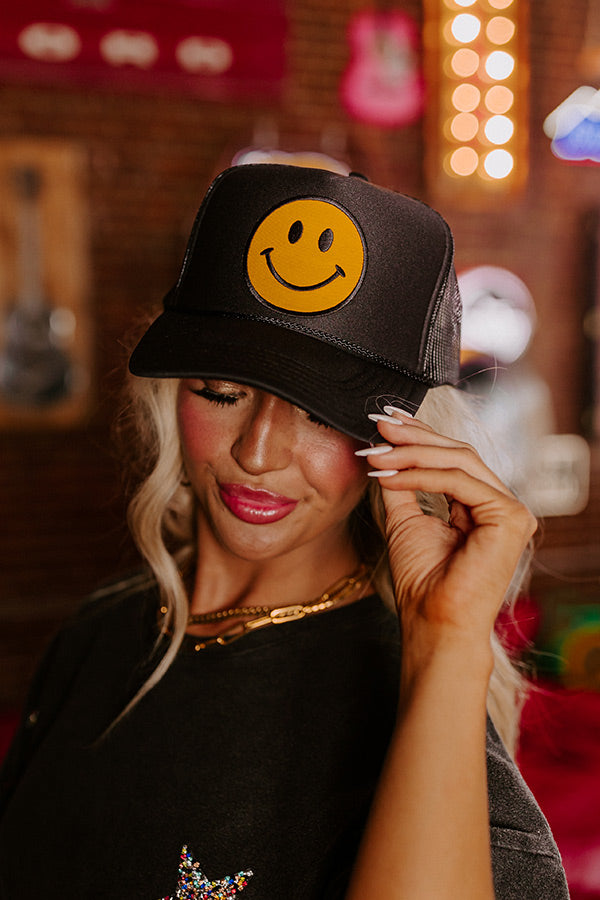 Smiley Face Trucker Hat , Smiley Face Hat Smiley Face Patch Hat