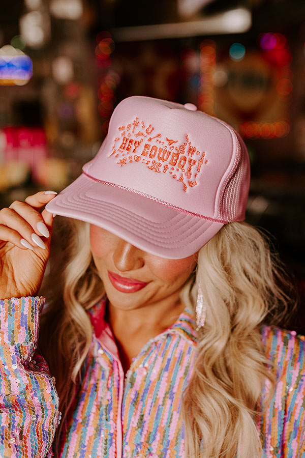 Hey Cowboy Embroidered Trucker Hat • Impressions Online Boutique