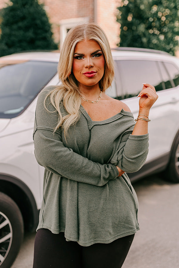 Merlot Snuggles Top In Olive Curves