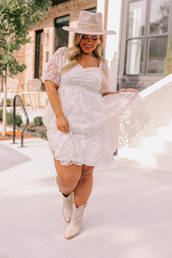 Endearing Romance Embroidered Mini Dress in Cream Curves 3XL / Cream