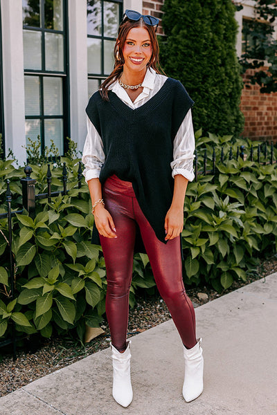 Flirty Allure High Waist Faux Leather Legging In Wine • Impressions Online  Boutique