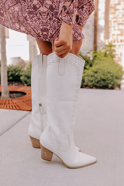 The Banks Faux Leather Fringe Boot in White 5.5 / White