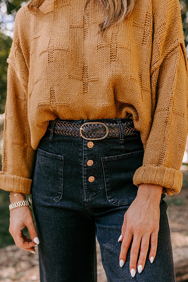 Leather Braided Belt - Orange