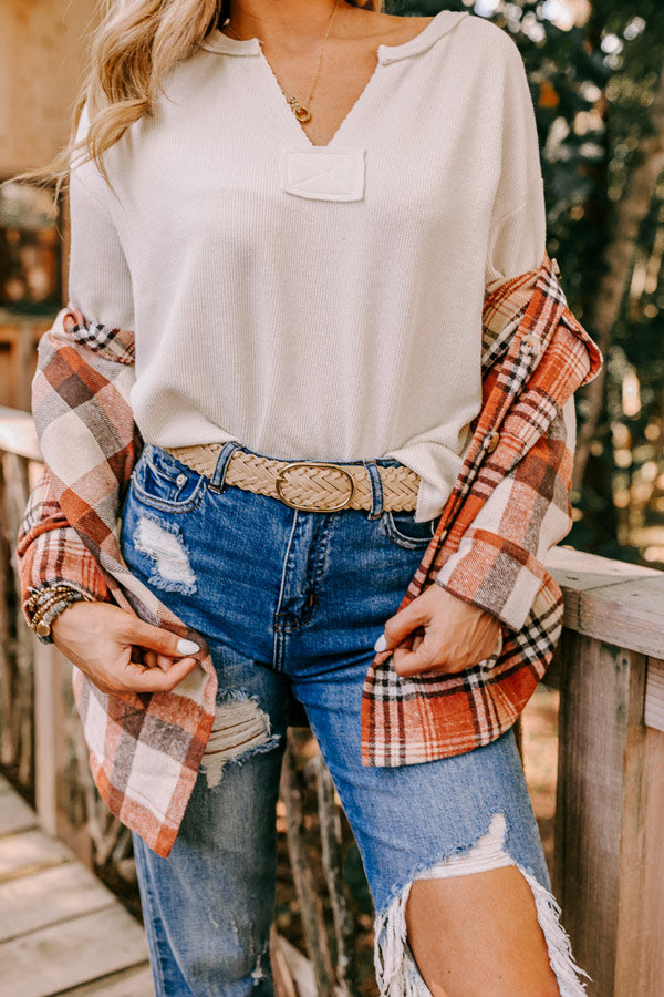 Stay Updated Faux Leather Woven Belt In Beige