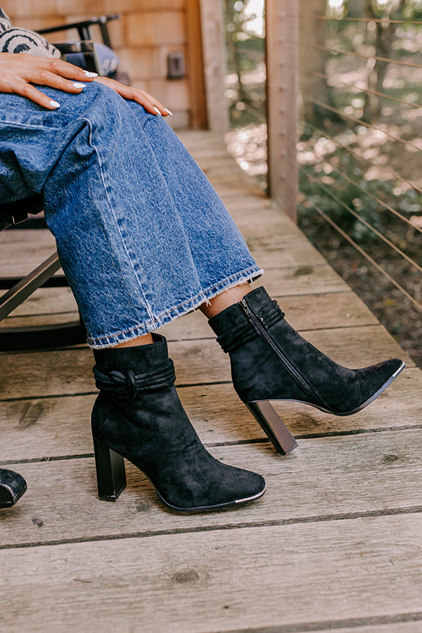 The Luna Faux Suede Bootie In Black