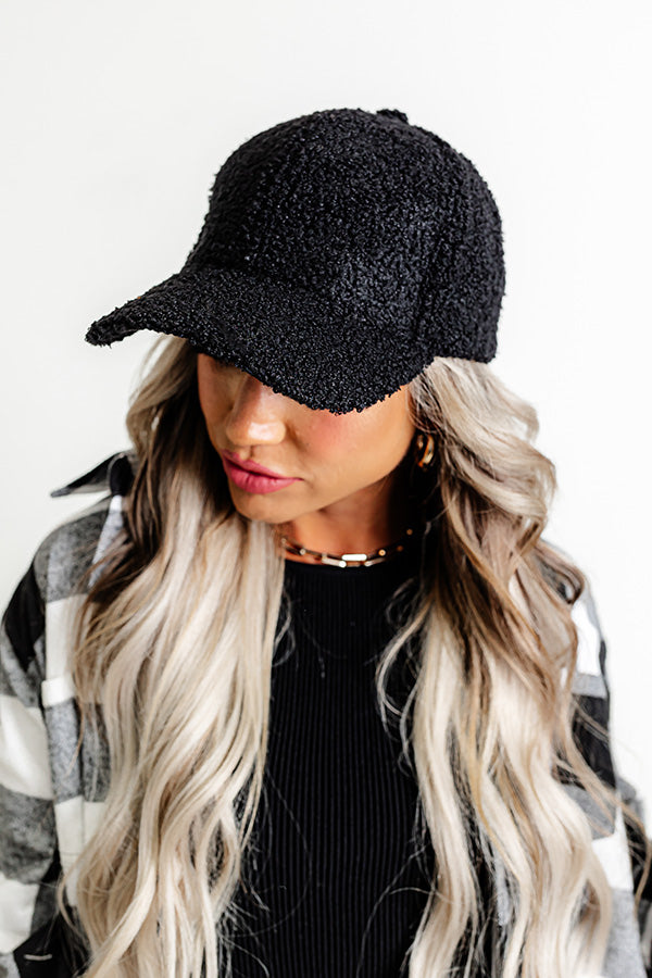 Cozy Outing Sherpa Baseball Cap in Black