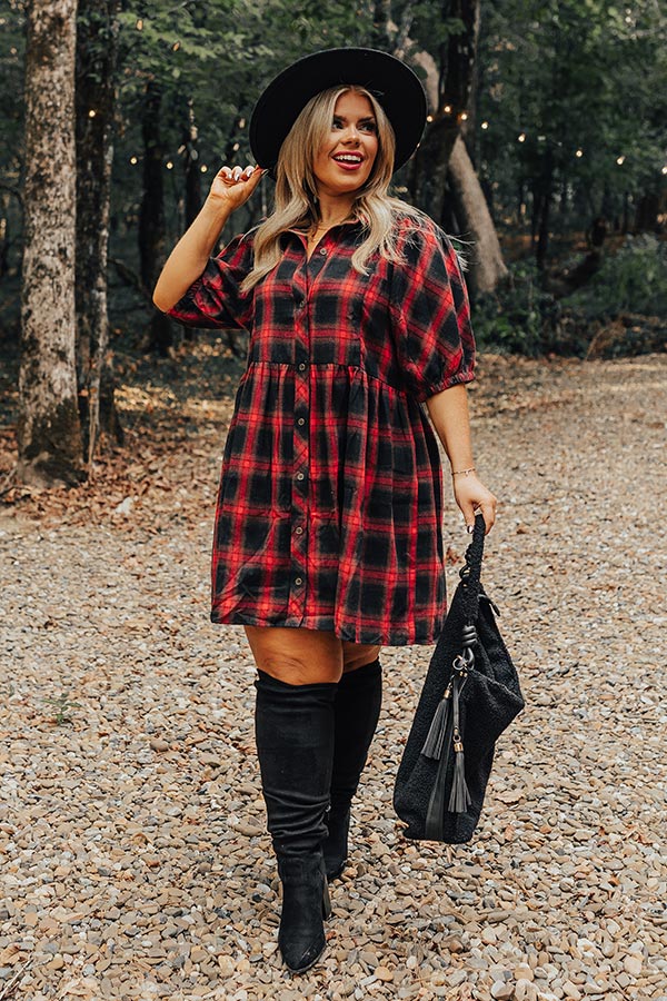 Never Pretend Plaid Dress In Red Curves • Impressions Online Boutique