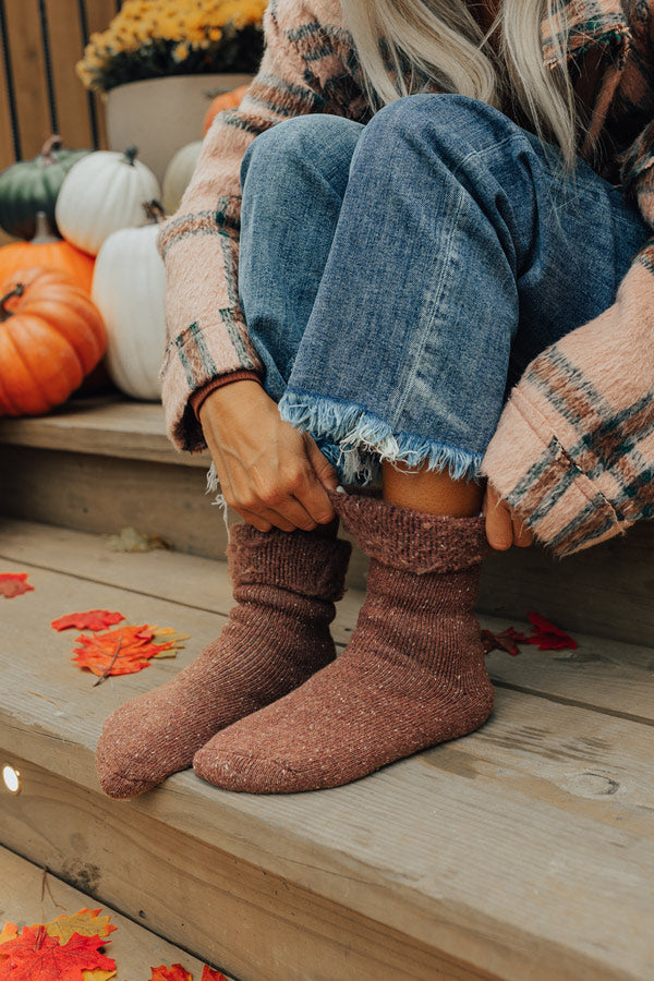 Rosewood Lace Socks in Oatmeal, Cozy Knit Boot Socks from Spool 72