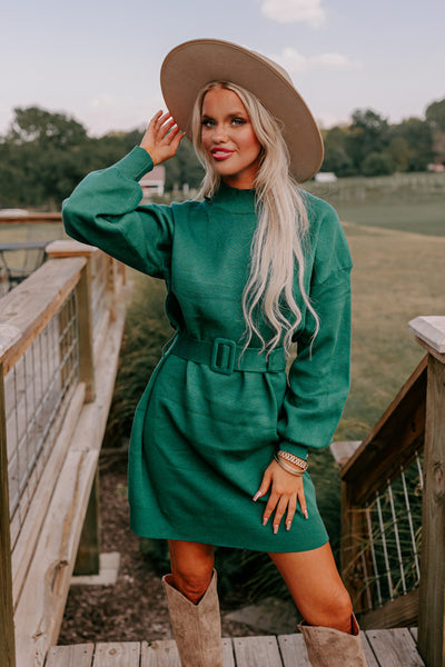 Friday Night Glam Shift Dress in Kelly Green