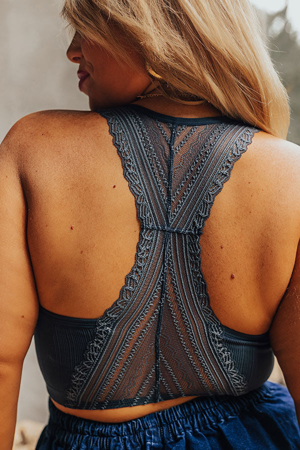 Flirty Nature Lace Racerback Bralette in Slate Curves • Impressions Online  Boutique
