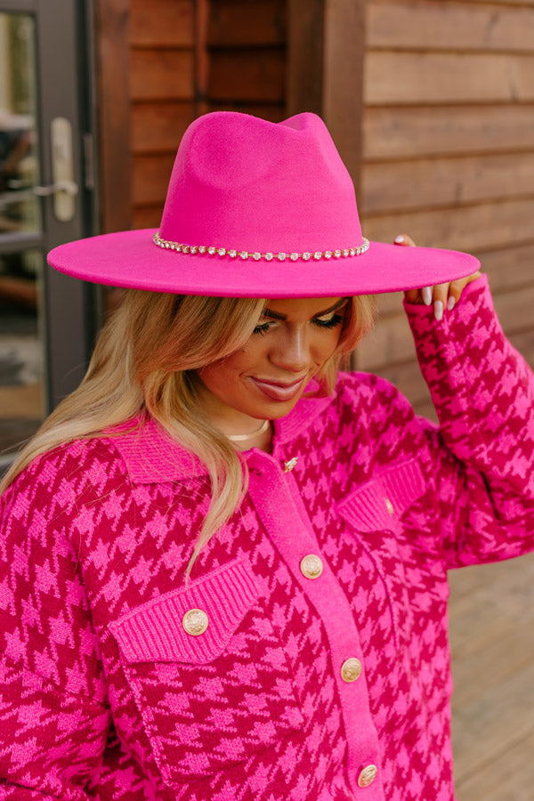 Superstar Style Felt Fedora in Hot Pink
