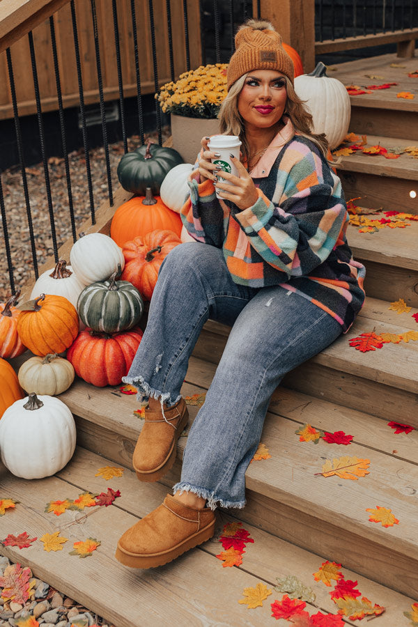 Sincerely Yours Aster Flannel -Burgundy Orange Plaid Medium