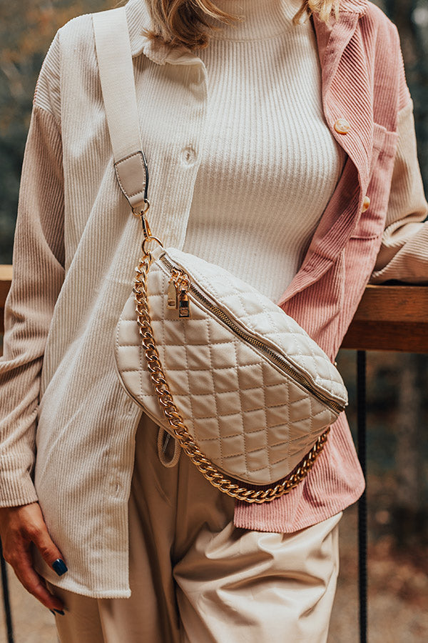 Fashionably Late Faux Leather Quilted Fanny Pack In Black