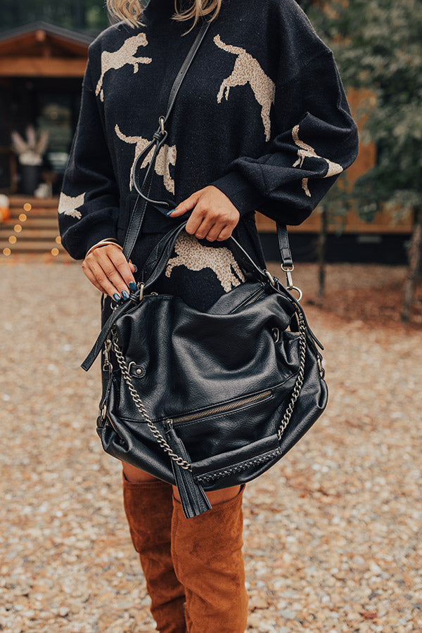 Simply Grand Faux Leather Tote In Black