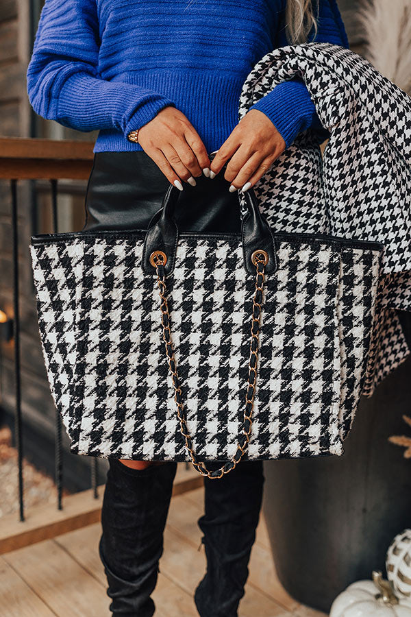 Checkered Knit Handbag