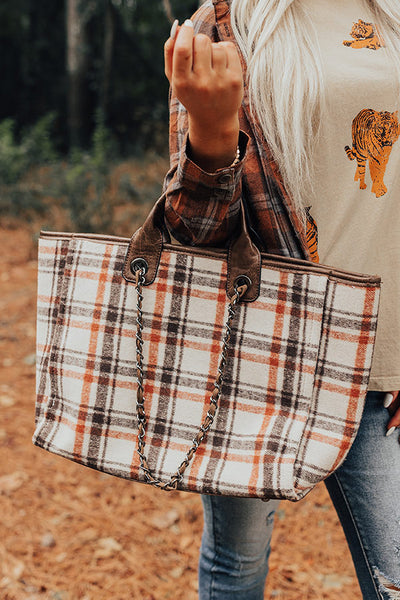 Traveling Abroad Reversible Tote in Brown/Peach • Impressions Online  Boutique