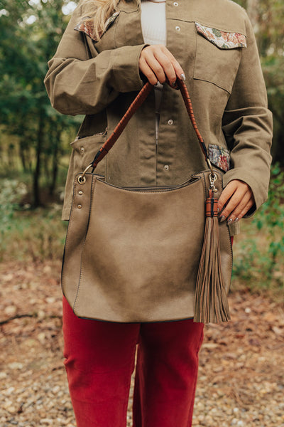 Traveling Abroad Reversible Tote in Brown/Peach • Impressions Online  Boutique