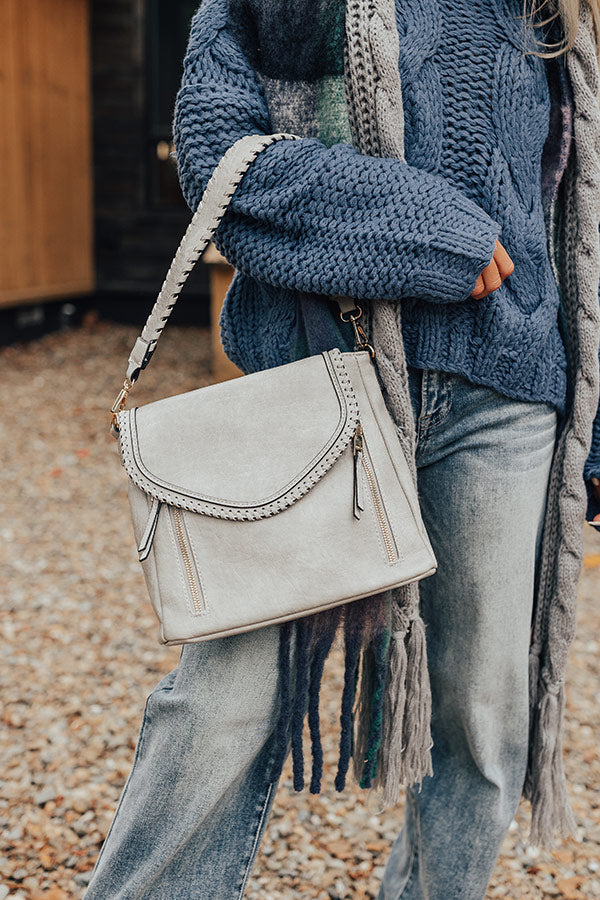 The Meena Faux Leather Crossbody in Grey