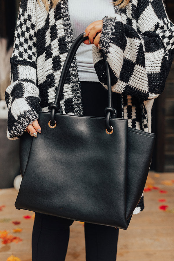 Elodie Lane Faux Leather Tote In Black • Impressions Online Boutique