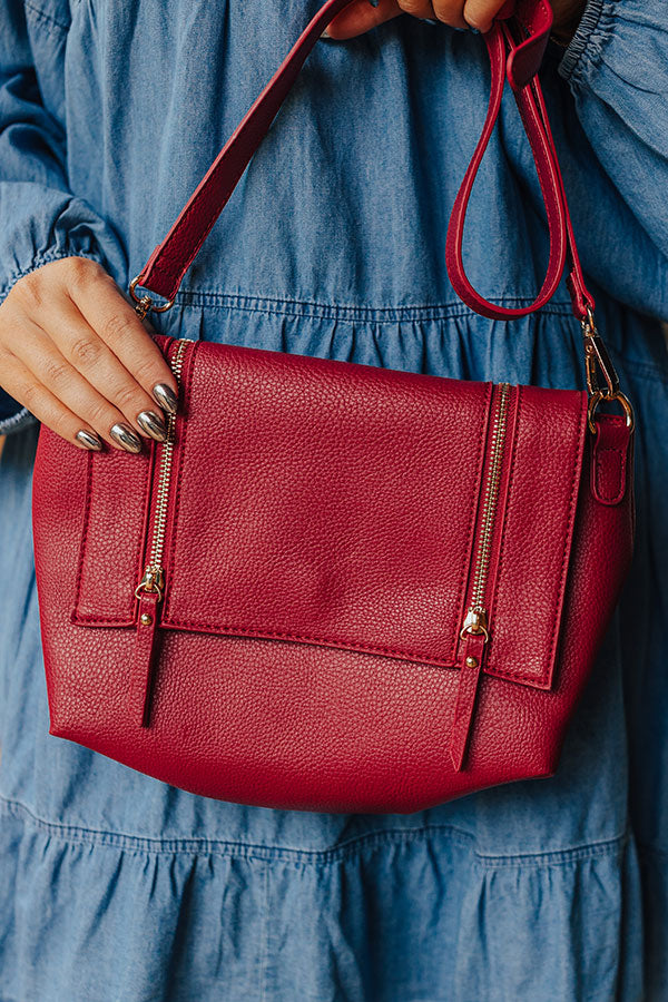 Stay The Course Faux Leather Crossbody In Berry