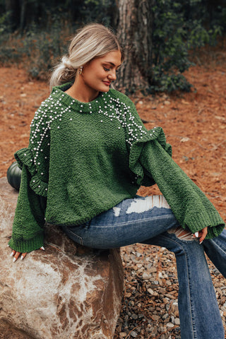 Cuddle Up with Cocoa Embellished Sweater in Stone M / Stone