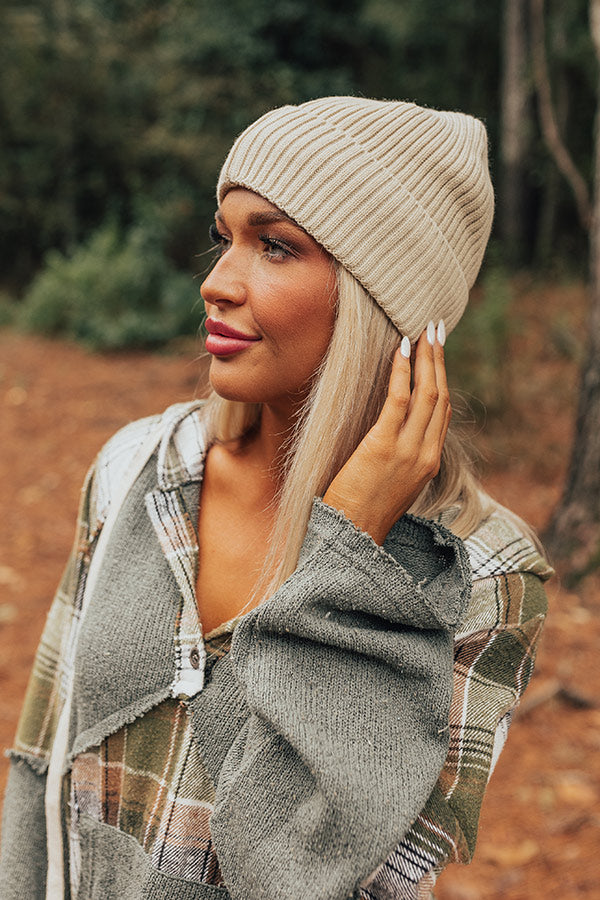 Fall Gratitude Fleece Lined Beanie In Stone • Impressions Online