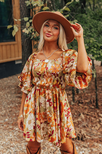 Dance It Out Floral Babydoll Tunic Dress In Tangerine • Impressions Online  Boutique