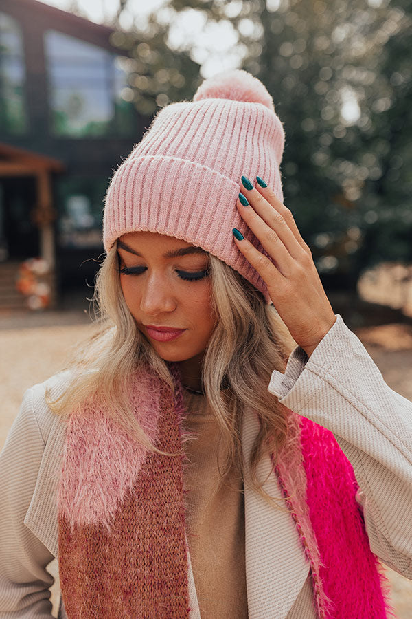 Toasty Times Fleece Lined Beanie In Pink • Impressions Online Boutique