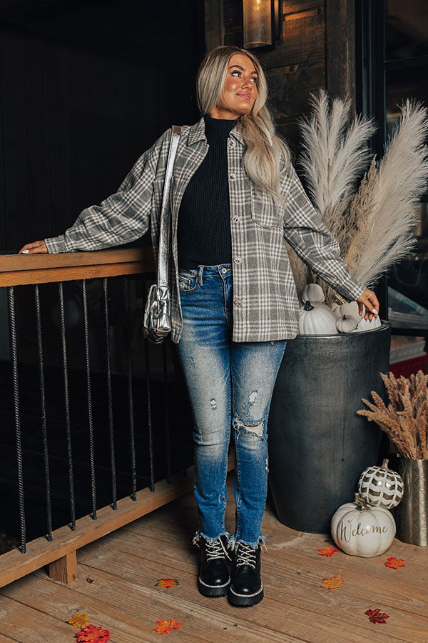 cropped flannel embellished blouson