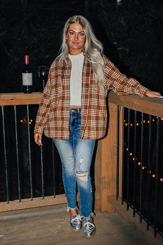 Start The Bonfire Embellished Plaid Jacket