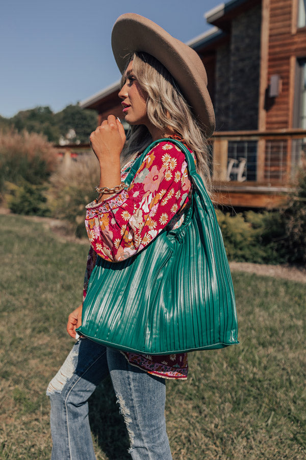 Vintage Distressed Green Leather Hobo Bag, Bohemian Casual