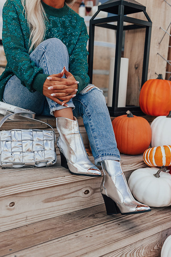 The Kaylie Metallic Bootie In Silver