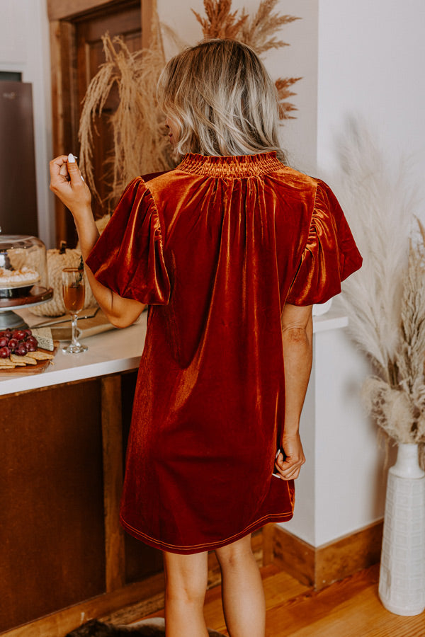 Modern Marvel Velvet Mini Dress In Rust