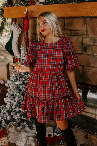 THE U DRESS RED PLAID 