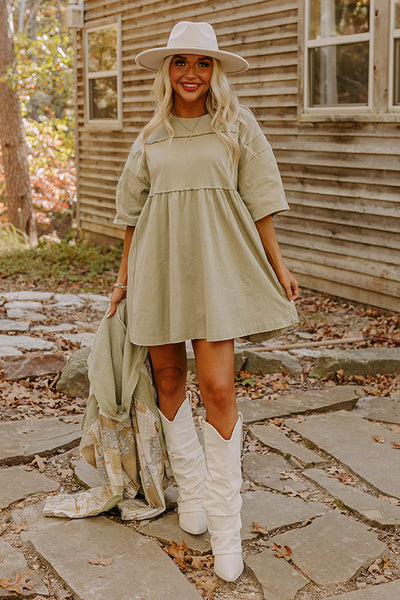 Adorable Button Up Green Dress - All Dresses