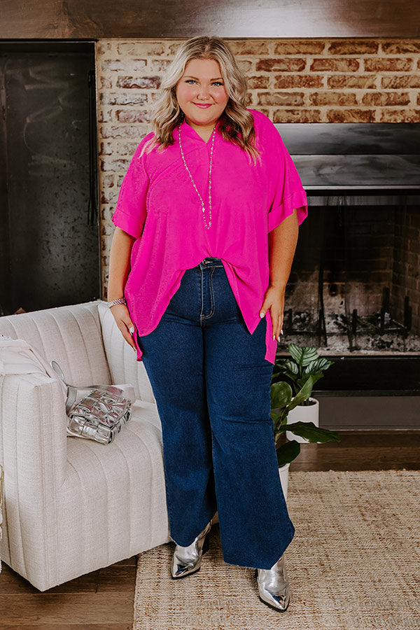 The Adriana High Waist Wide Leg Jean in Hot Pink Curves • Impressions  Online Boutique