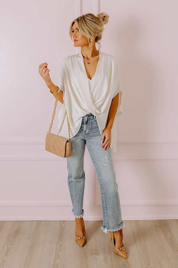 Party On The Go Surplice Top in Cream