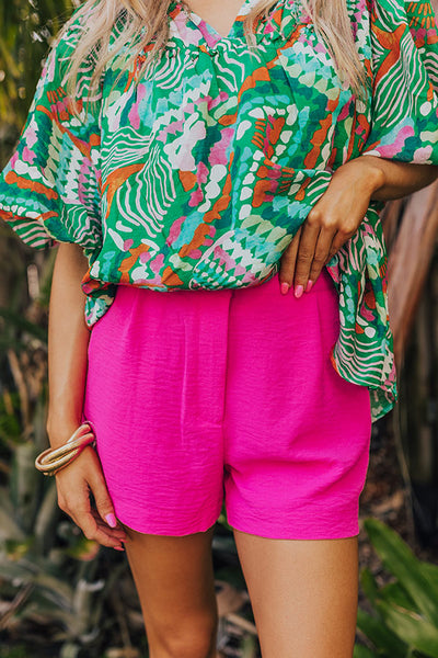 Ready To Remix High Waist Shorts In Hot Pink Curves