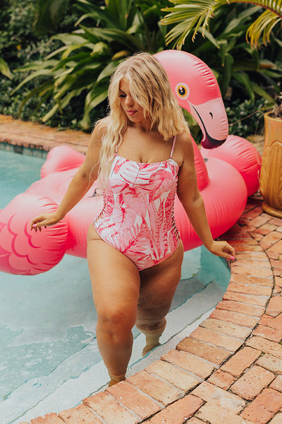 Cozumel Adventure High Waist Pom Bikini Bottom in Hot Pink Curves