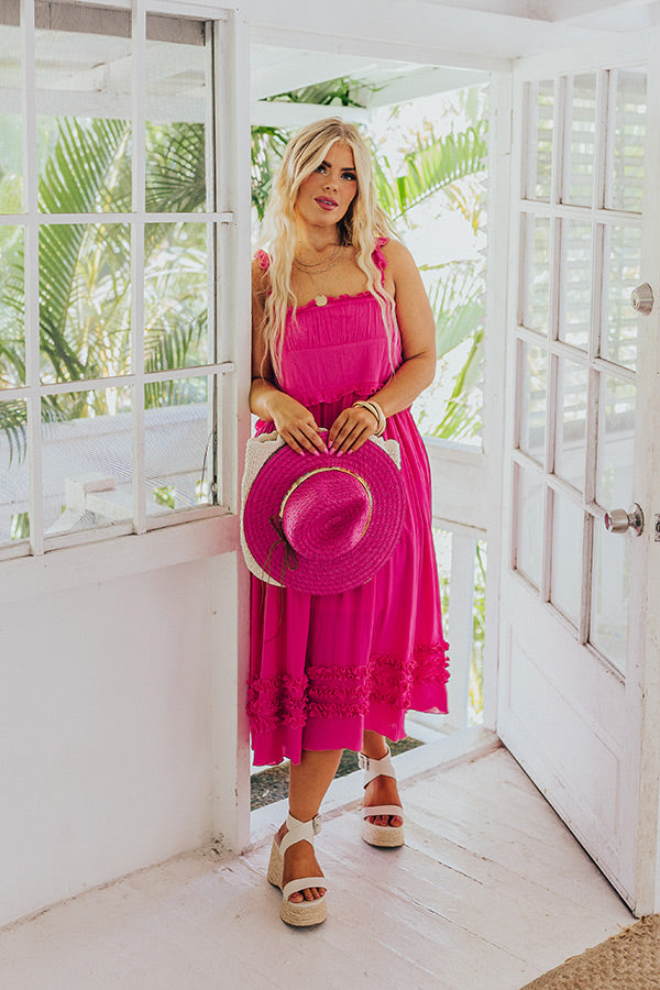 Hot Pink Ruffled Maxi Dress | SilkFred US