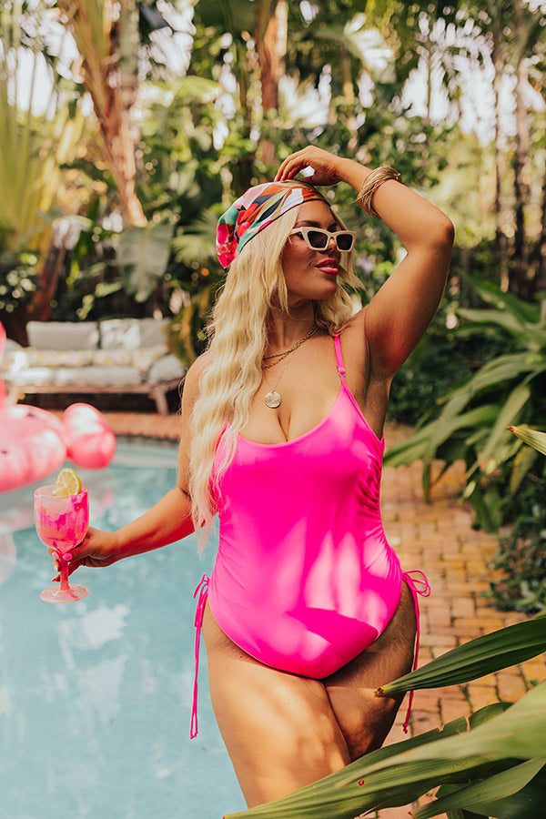 Ride The Tide One Piece Swimsuit in Hot Pink Curves • Impressions Online  Boutique