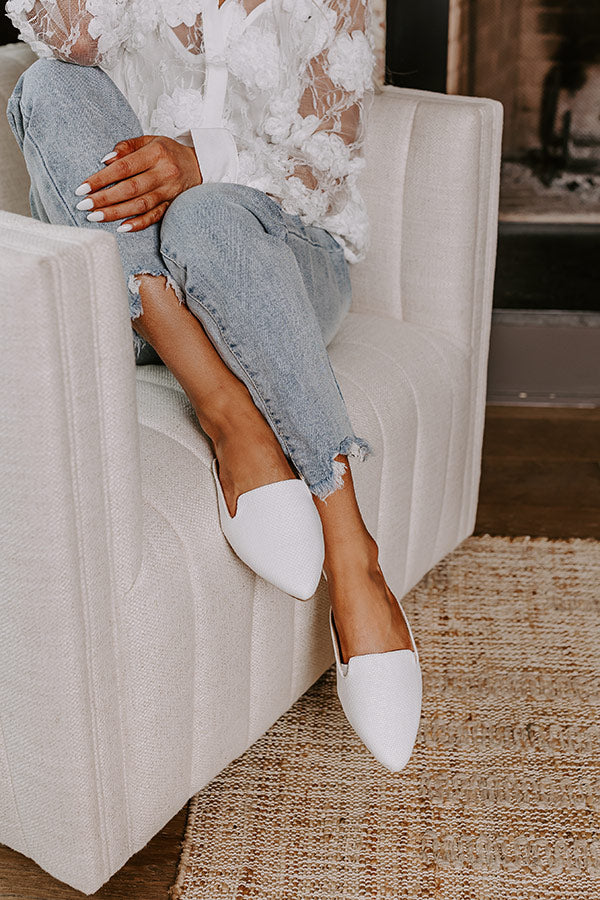 The Natasha Raffia Woven Flat in White