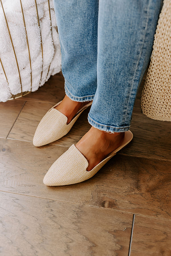 The Natasha Raffia Woven Flat in Tan