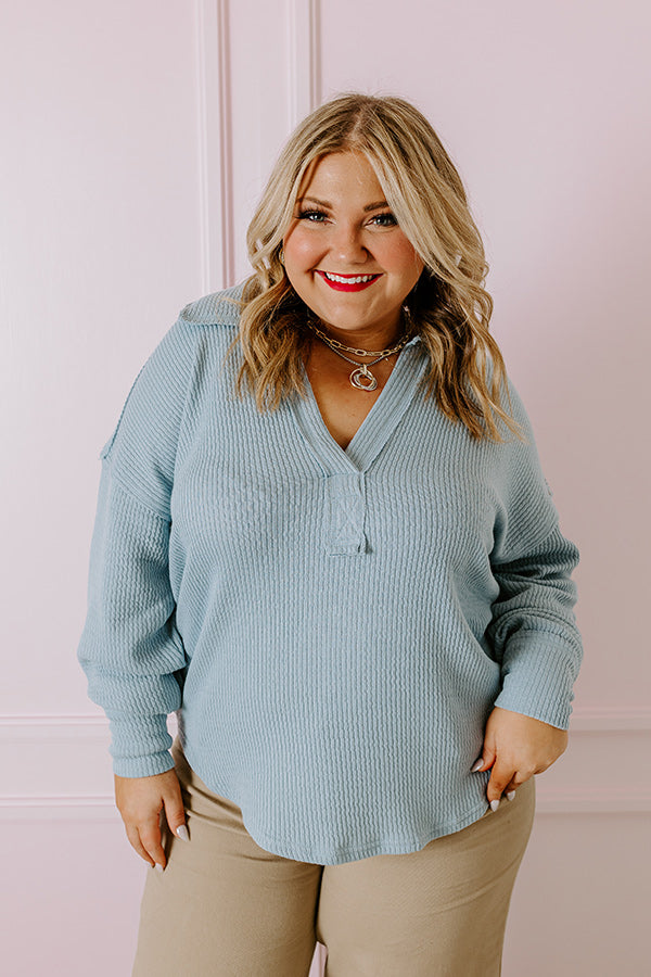 Coffee Run Cutie Shift Top in Sky Blue Curves