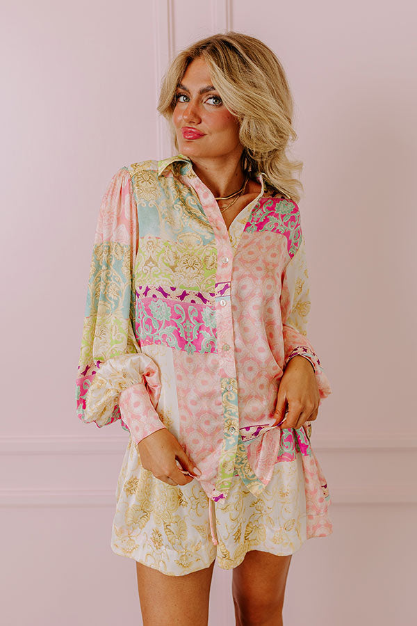 Uptown Chic Satin Button Up